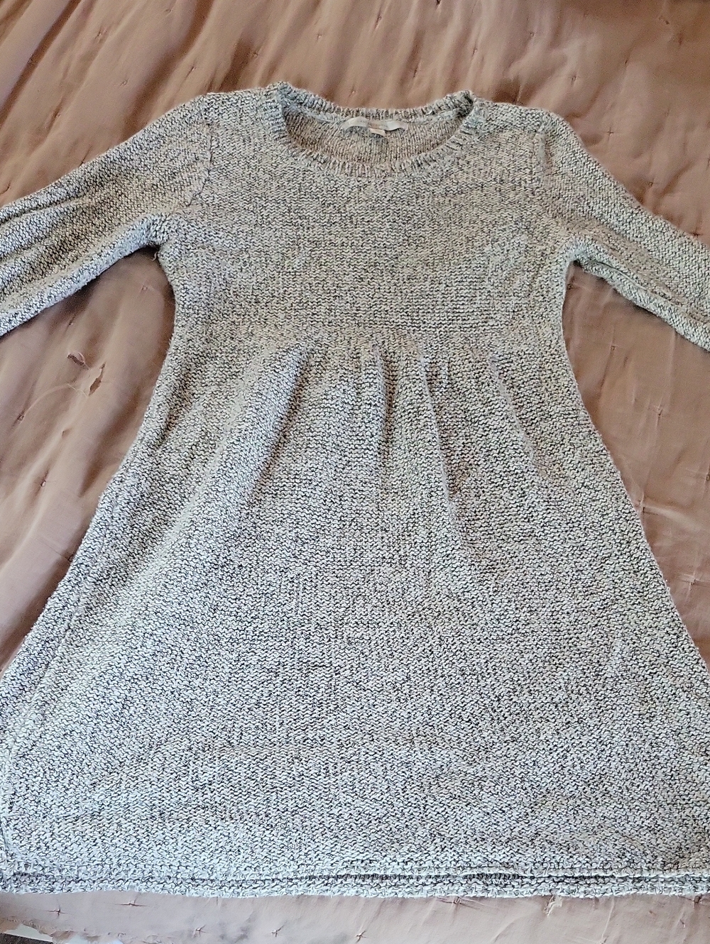 LAUREN CONRAD Cozy Cotton Knit Long Sleeve Sweater Dress - Light Heather - Picture 6 of 9
